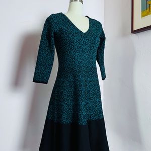 Taylor Dresses sweater knit fit n' flare dress teal and black